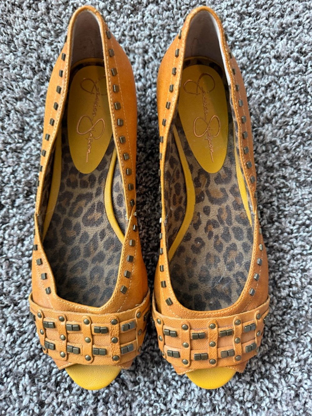 Jessica Simpson Orange Studded Peep-Toe